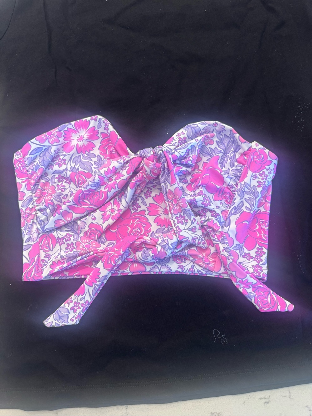 Beach Bunny Pink & Lavender Floral Tie-Front Bandeau